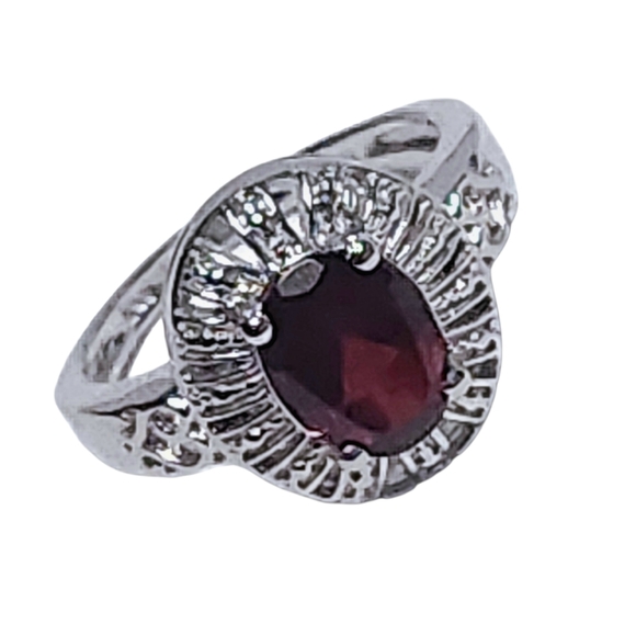 2.00 ct Garnet Sterling Silver Filigree Ring size 7 - Picture 5 of 11